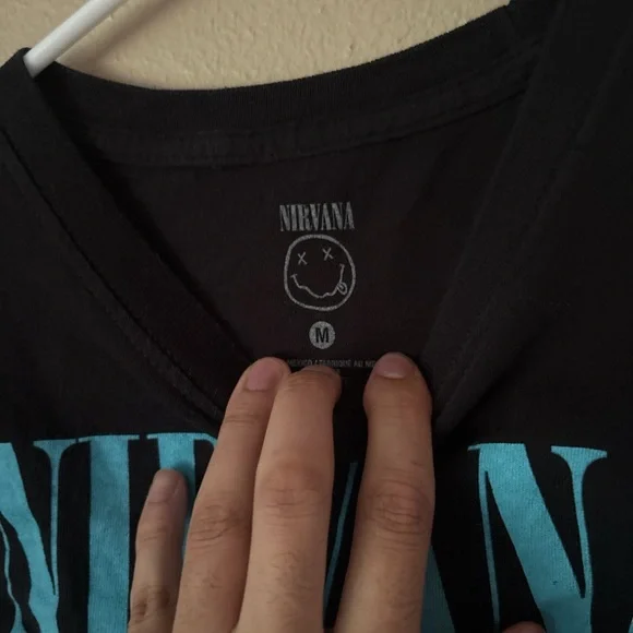 NIRVANA Black Tee with Colorful Angel Graphic - Picture 2 of 3